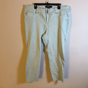 Torrid Denim Mint Green‎ Skinny Cropped Jeans Plus Size 22 High Rise Stretch